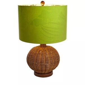 Green Shade Wicker Table Lamp